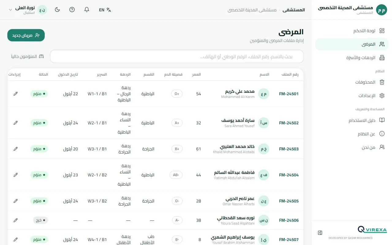 سجل المرضى والتنويم